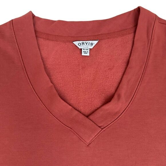 Orvis Women XL V-Neck Boxy Relaxed Fit Sweatshirt Sporty - Picture 2 of 10